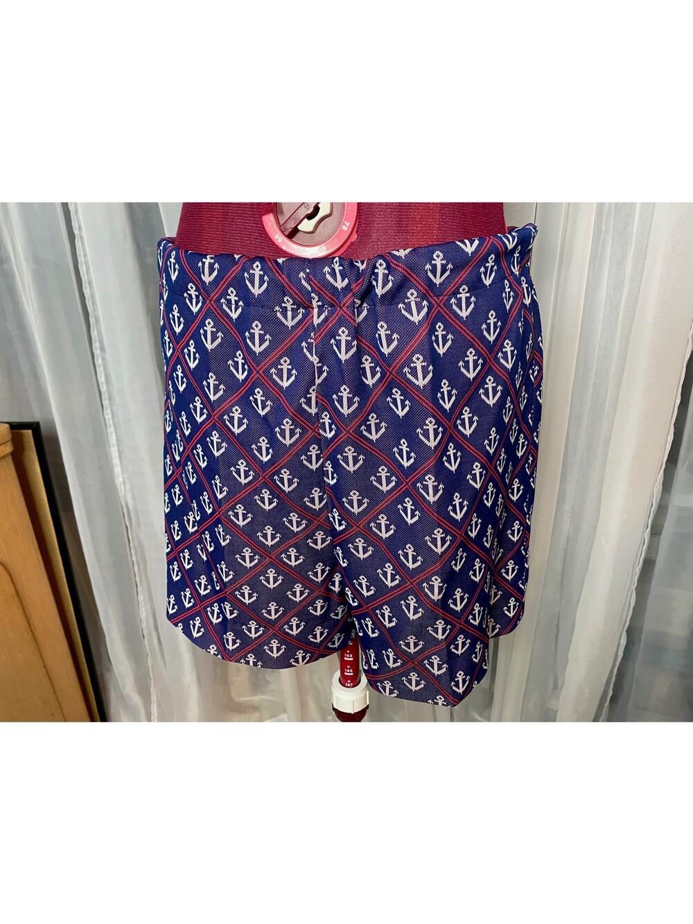 hot pants 1960s double knit polyester nautical anchor pattern